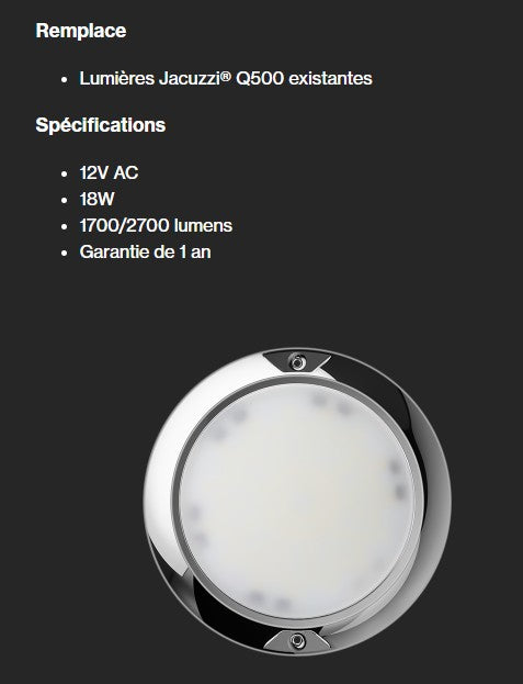 Moov lumière couleur avec 10' câble, 18W MLQ500RGB  I25