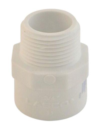 Adapteur 1.5 pouces mâle vissé-collé, modèle SCP #LAS-56-4089, en PVC SCH40 pour systèmes de plomberie.