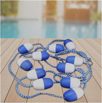 Câble bleu et blanc avec 7 bouées pour piscine 7,62 metre