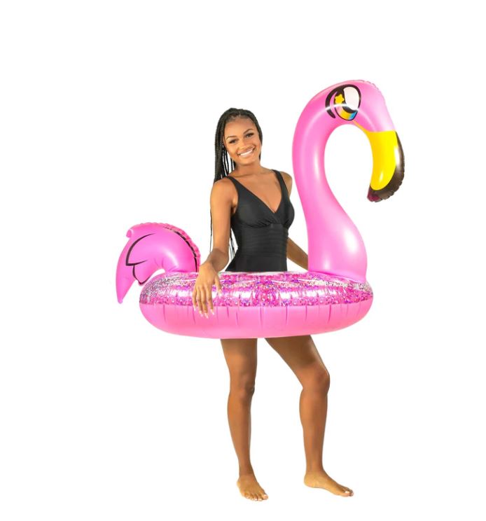 Pool Candy Pink Flamingo with Sparkly Glitter Floating i23