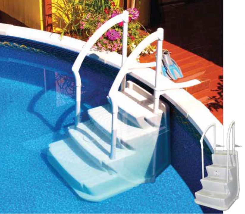 LUMI-O - Pearl gray steps with PVC handrail LIO-75-4001