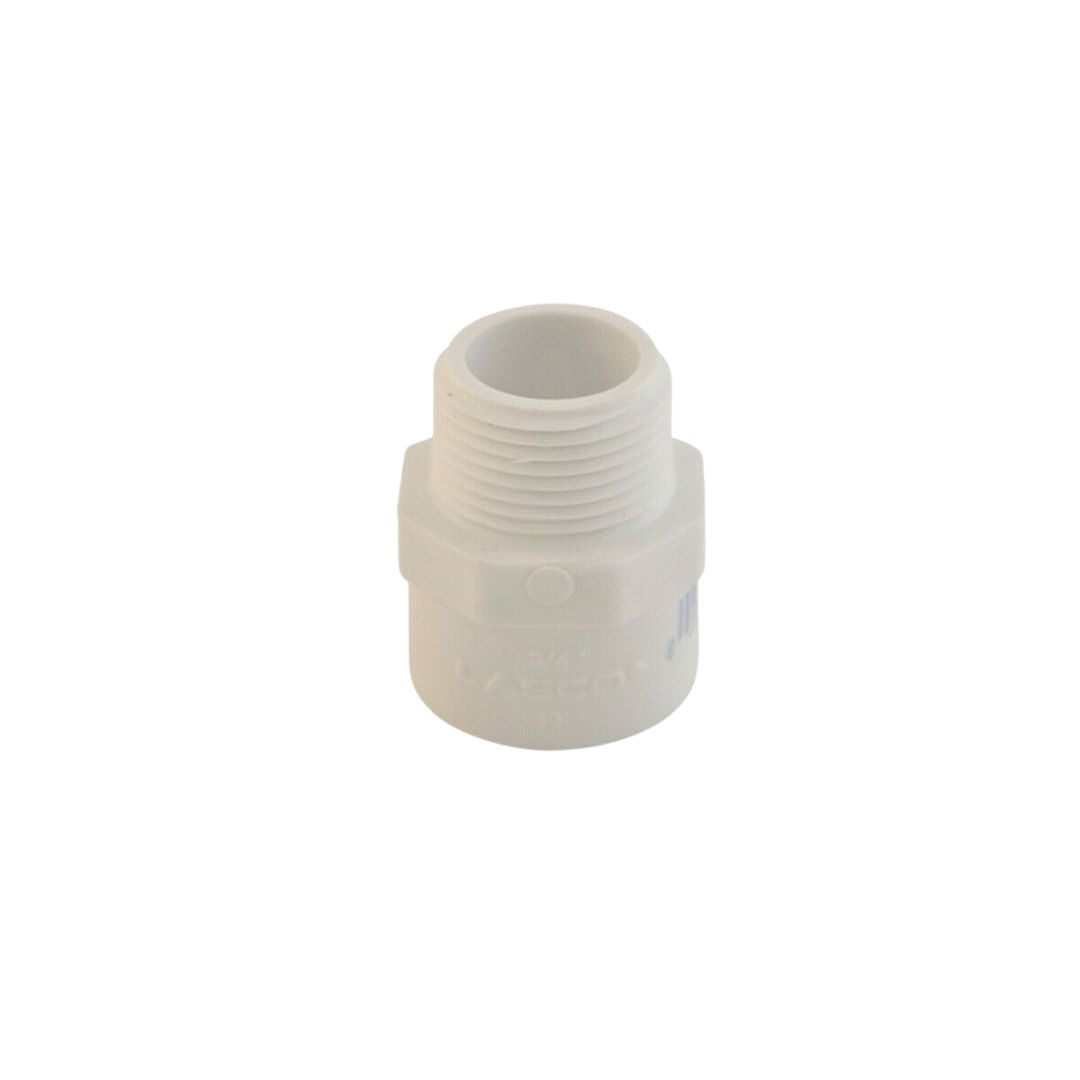 Adapteur 1.5 pouces mâle vissé-collé, modèle SCP #LAS-56-4089, en PVC SCH40 pour systèmes de plomberie.