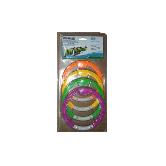 Paquet de 4 anneaux de plongée Aqua Fun, colorés et adaptés aux jeux aquatiques