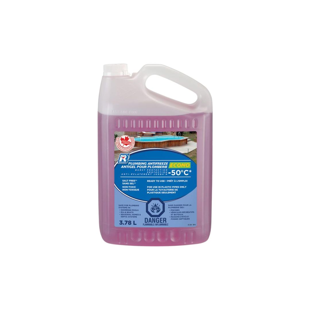 Bouteille d'antigel RecoChem Econo 3,78L pour tuyauteries en plastique.